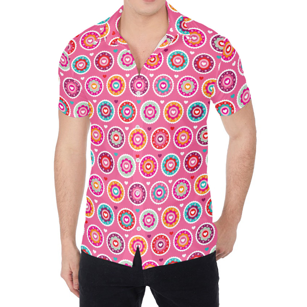 Pink Girly Flower Pattern Print Men's Shirt