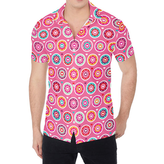 Pink Girly Flower Pattern Print Men's Shirt