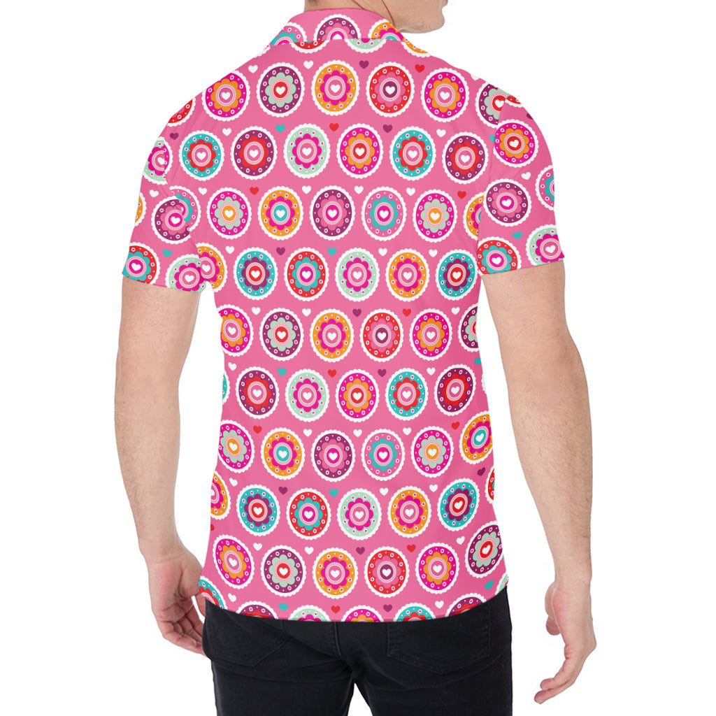 Pink Girly Flower Pattern Print Men's Shirt