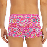 Pink Girly Flower Pattern Print Men's Short Boxer Briefs