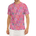 Pink Girly Flower Pattern Print Men's Short Sleeve Rash Guard