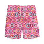 Pink Girly Flower Pattern Print Men's Sports Shorts