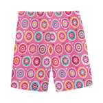 Pink Girly Flower Pattern Print Men's Sports Shorts