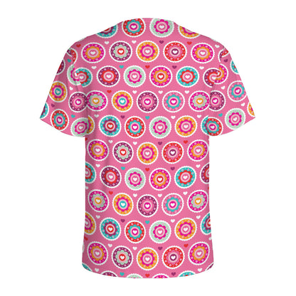 Pink Girly Flower Pattern Print Men's Sports T-Shirt