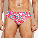 Pink Girly Flower Pattern Print Men's Swim Briefs