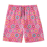 Pink Girly Flower Pattern Print Men's Swim Trunks
