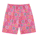 Pink Girly Flower Pattern Print Men's Swim Trunks