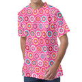 Pink Girly Flower Pattern Print Men's Velvet T-Shirt