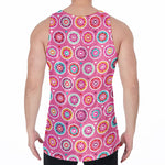 Pink Girly Flower Pattern Print Men's Velvet Tank Top