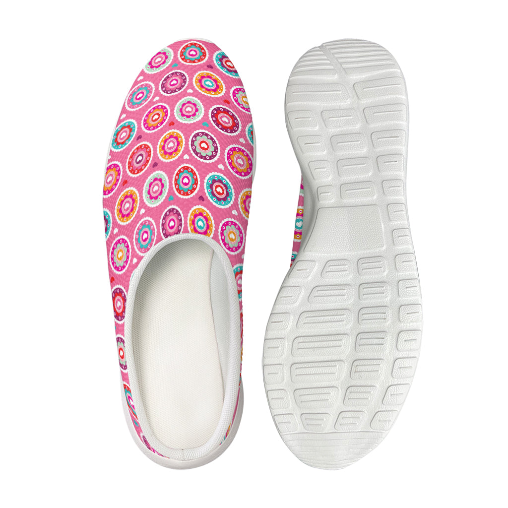 Pink Girly Flower Pattern Print Mesh Casual Shoes
