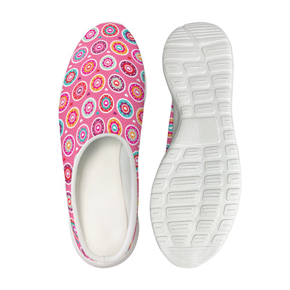 Pink Girly Flower Pattern Print Mesh Casual Shoes