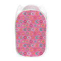 Pink Girly Flower Pattern Print Mesh Laundry Hamper