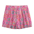 Pink Girly Flower Pattern Print Mesh Shorts