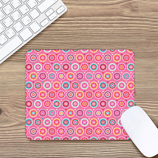 Pink Girly Flower Pattern Print Mouse Pad