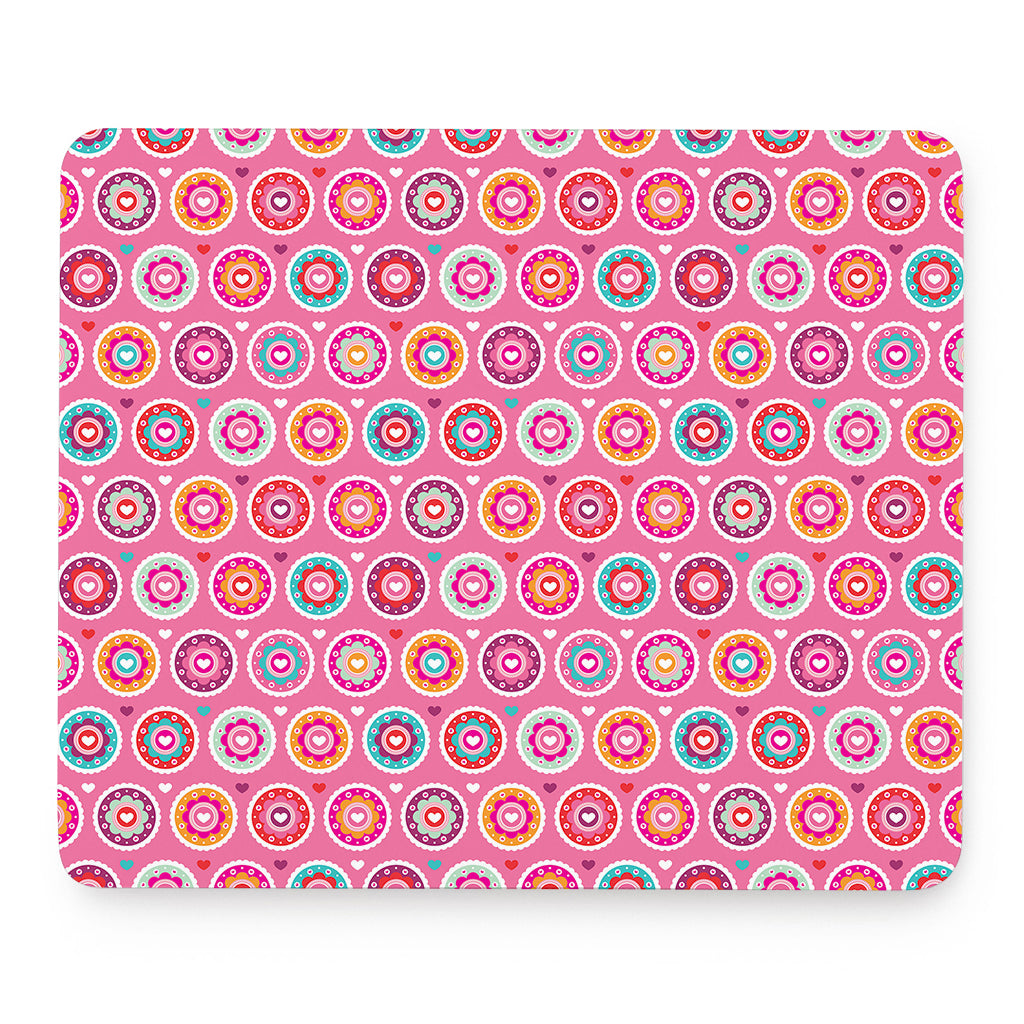 Pink Girly Flower Pattern Print Mouse Pad