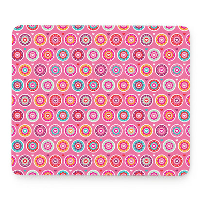 Pink Girly Flower Pattern Print Mouse Pad