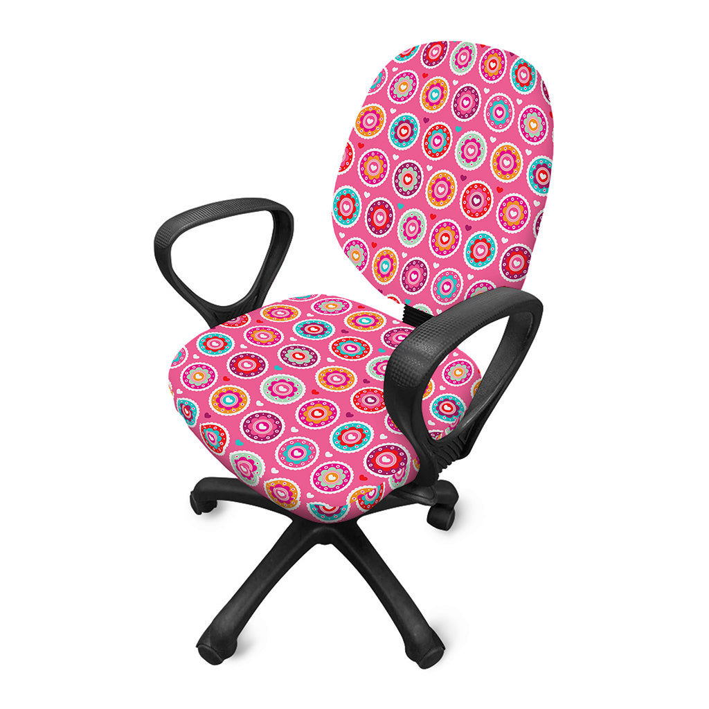 Pink Girly Flower Pattern Print Office Chair Cover