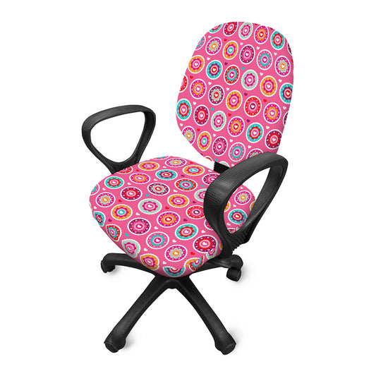 Pink Girly Flower Pattern Print Office Chair Cover