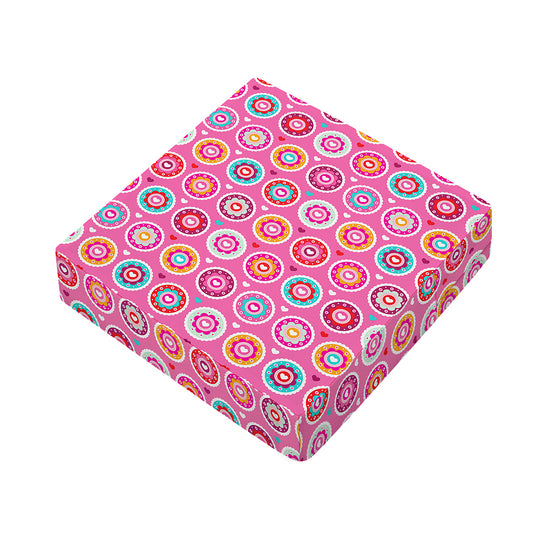 Pink Girly Flower Pattern Print Outdoor Seat Cushion Cover