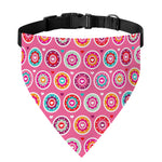 Pink Girly Flower Pattern Print Over The Collar Dog Bandana