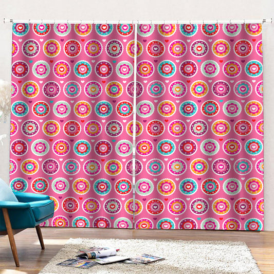 Pink Girly Flower Pattern Print Pencil Pleat Curtains