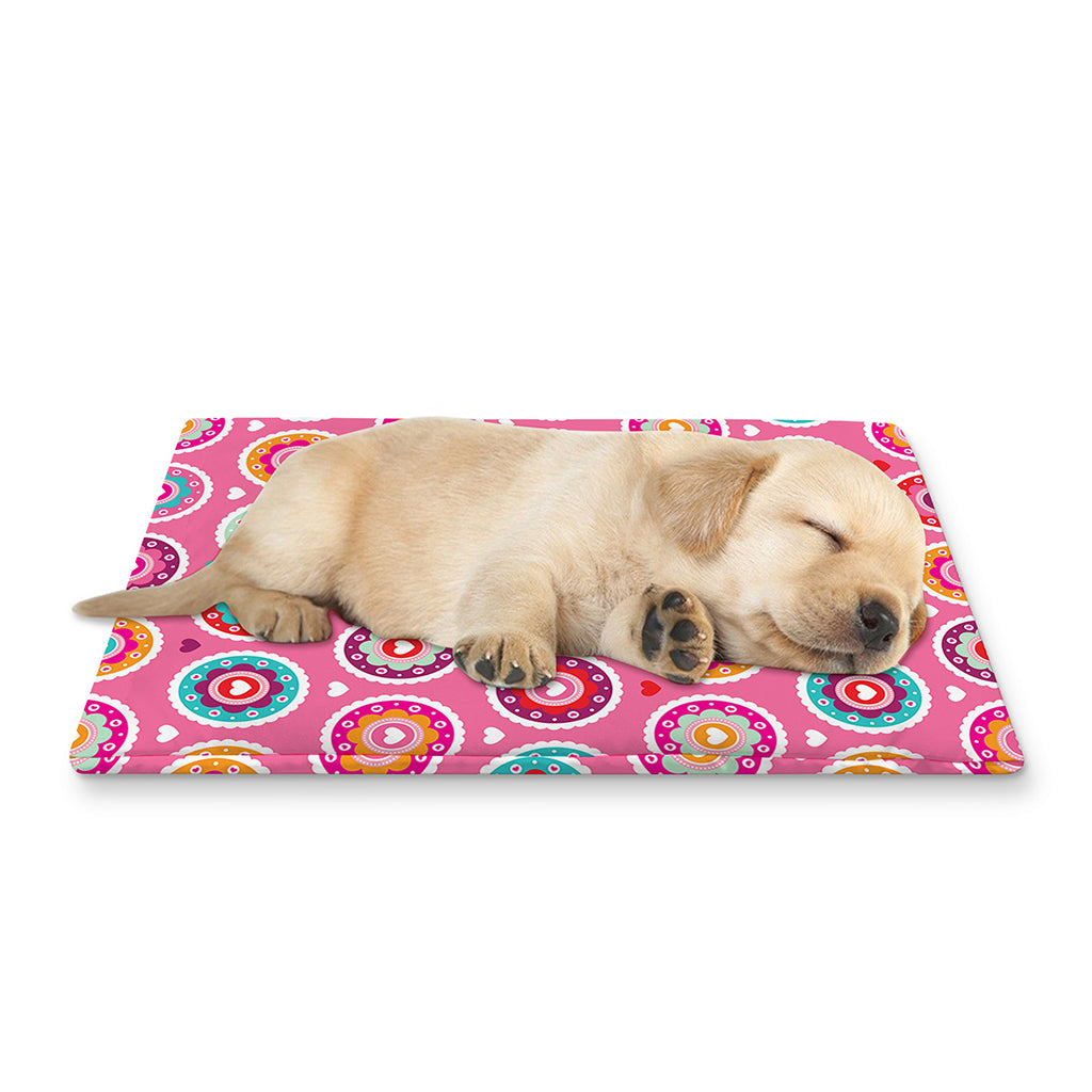 Pink Girly Flower Pattern Print Pet Cooling Mat Cover