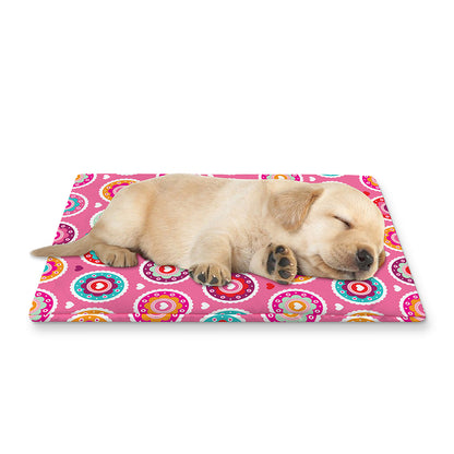 Pink Girly Flower Pattern Print Pet Cooling Mat Cover
