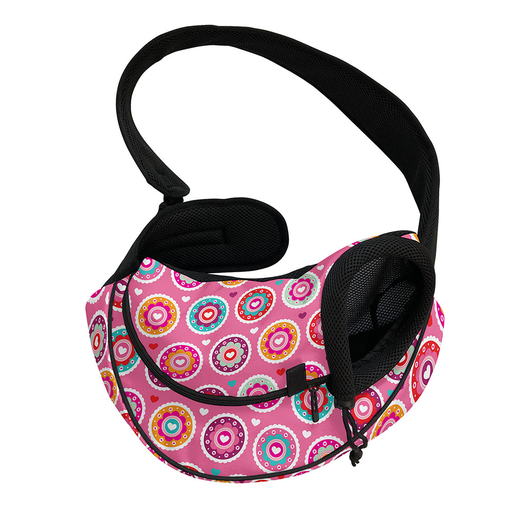 Pink Girly Flower Pattern Print Pet Sling Carrier