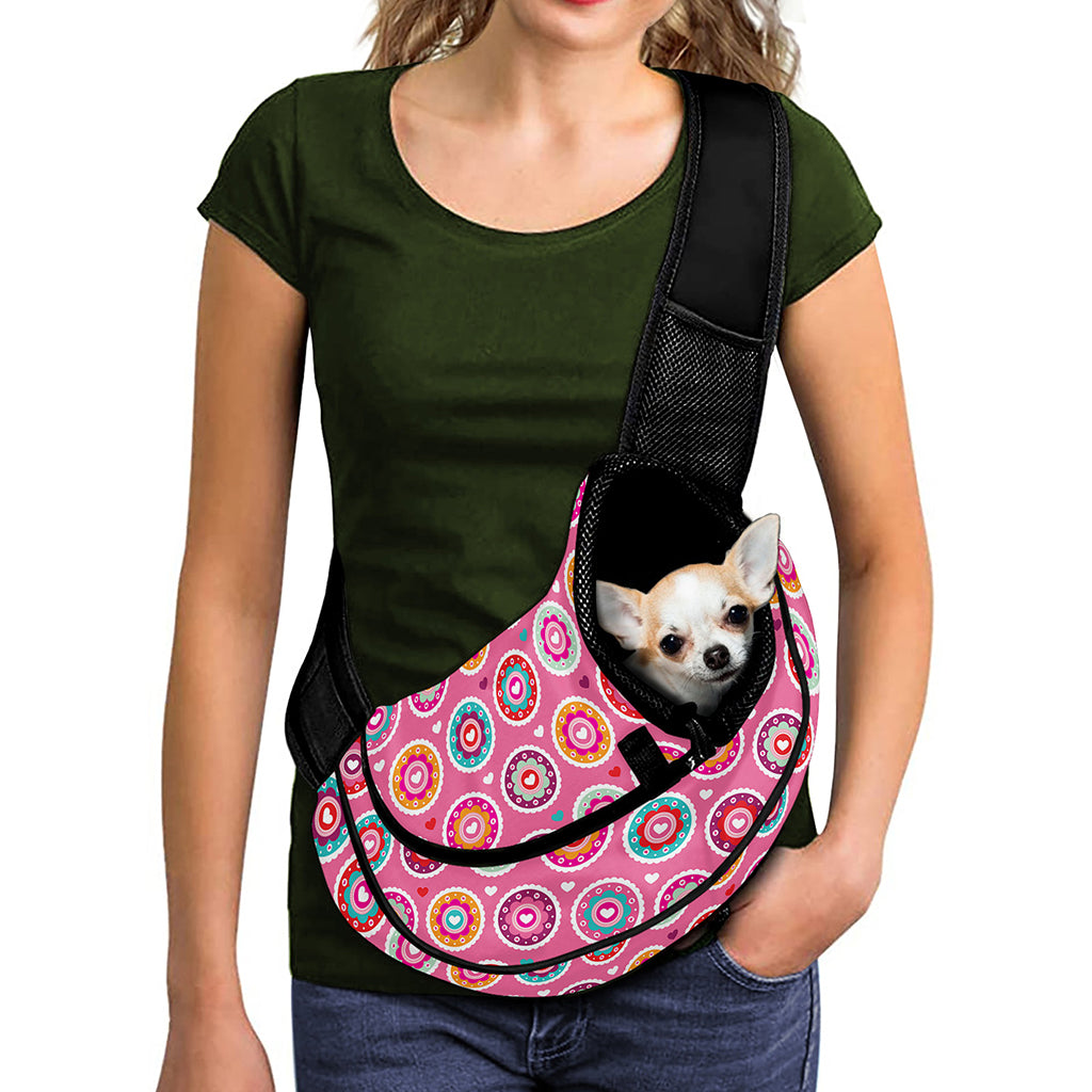 Pink Girly Flower Pattern Print Pet Sling Carrier