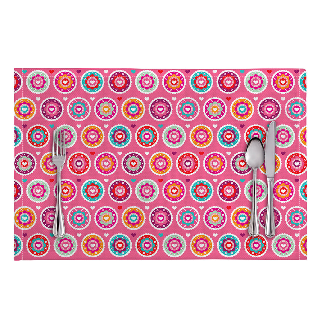 Pink Girly Flower Pattern Print Placemat