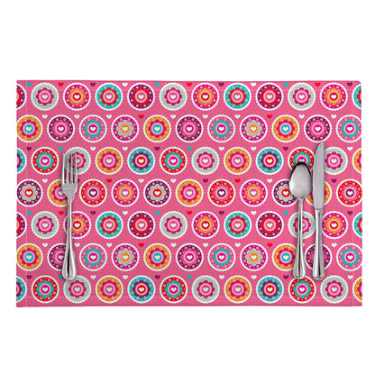 Pink Girly Flower Pattern Print Placemat