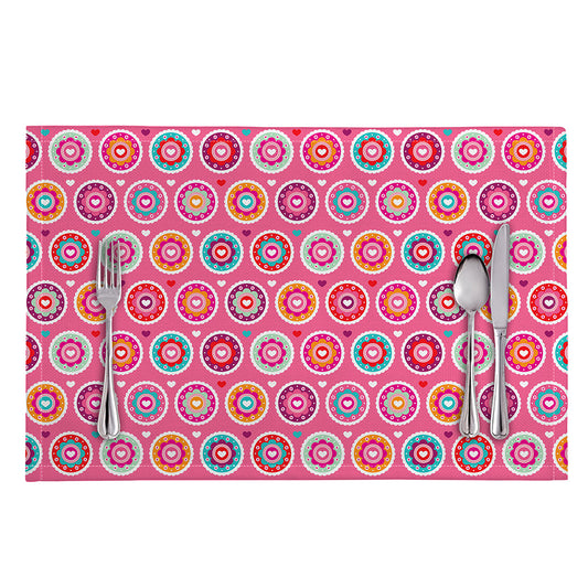 Pink Girly Flower Pattern Print Placemat
