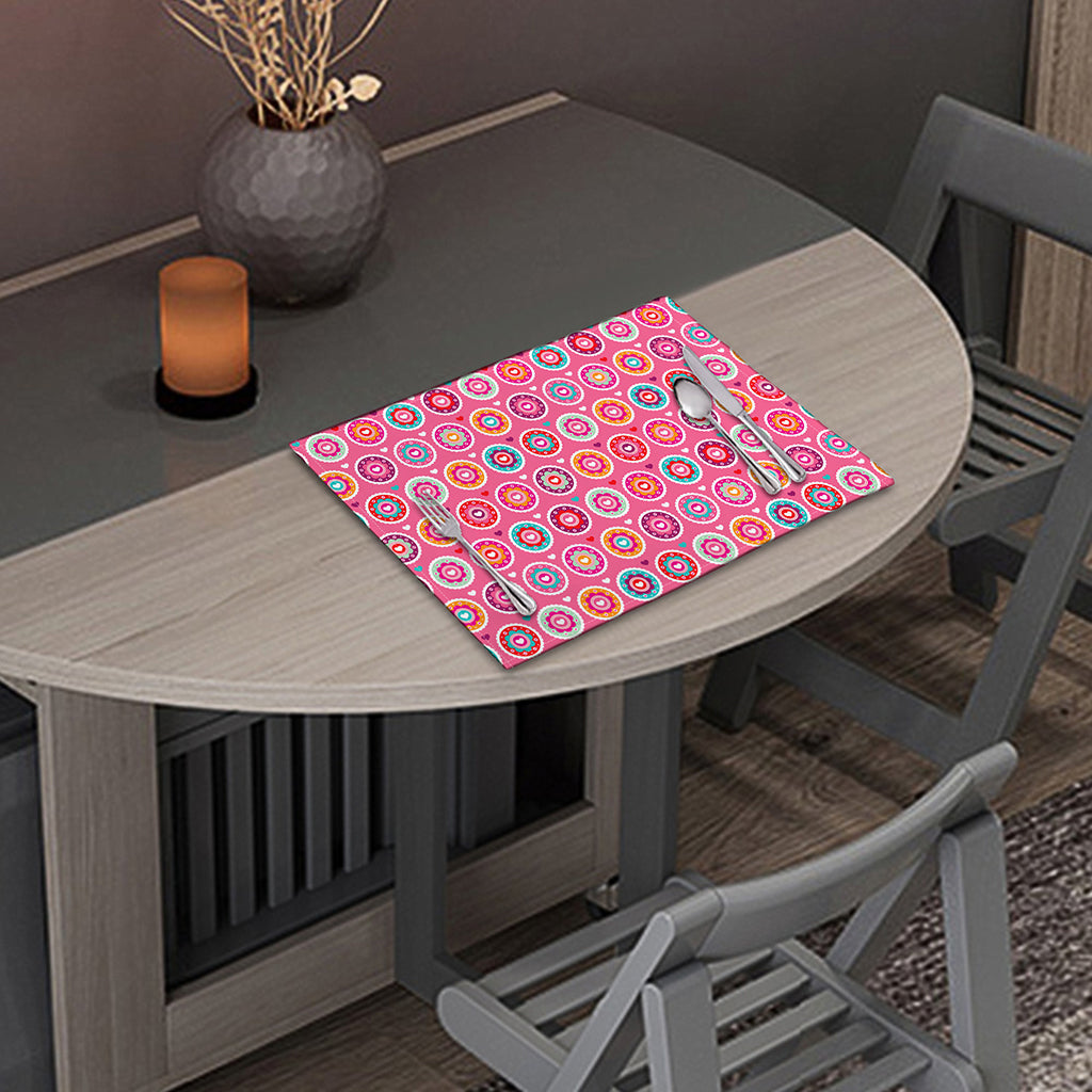 Pink Girly Flower Pattern Print Placemat