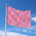 Pink Girly Flower Pattern Print Polyester Flag