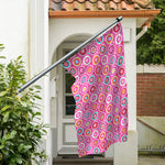 Pink Girly Flower Pattern Print Polyester Flag