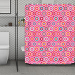 Pink Girly Flower Pattern Print Polyester Shower Curtain