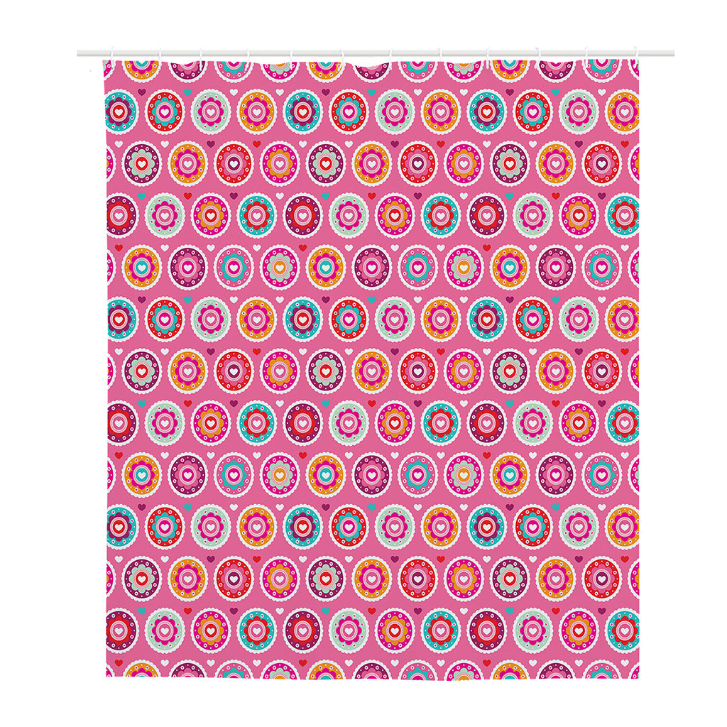 Pink Girly Flower Pattern Print Polyester Shower Curtain