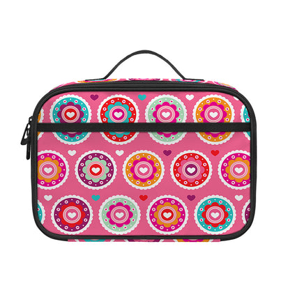 Pink Girly Flower Pattern Print Portable Lunch Bag