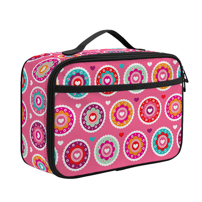 Pink Girly Flower Pattern Print Portable Lunch Bag