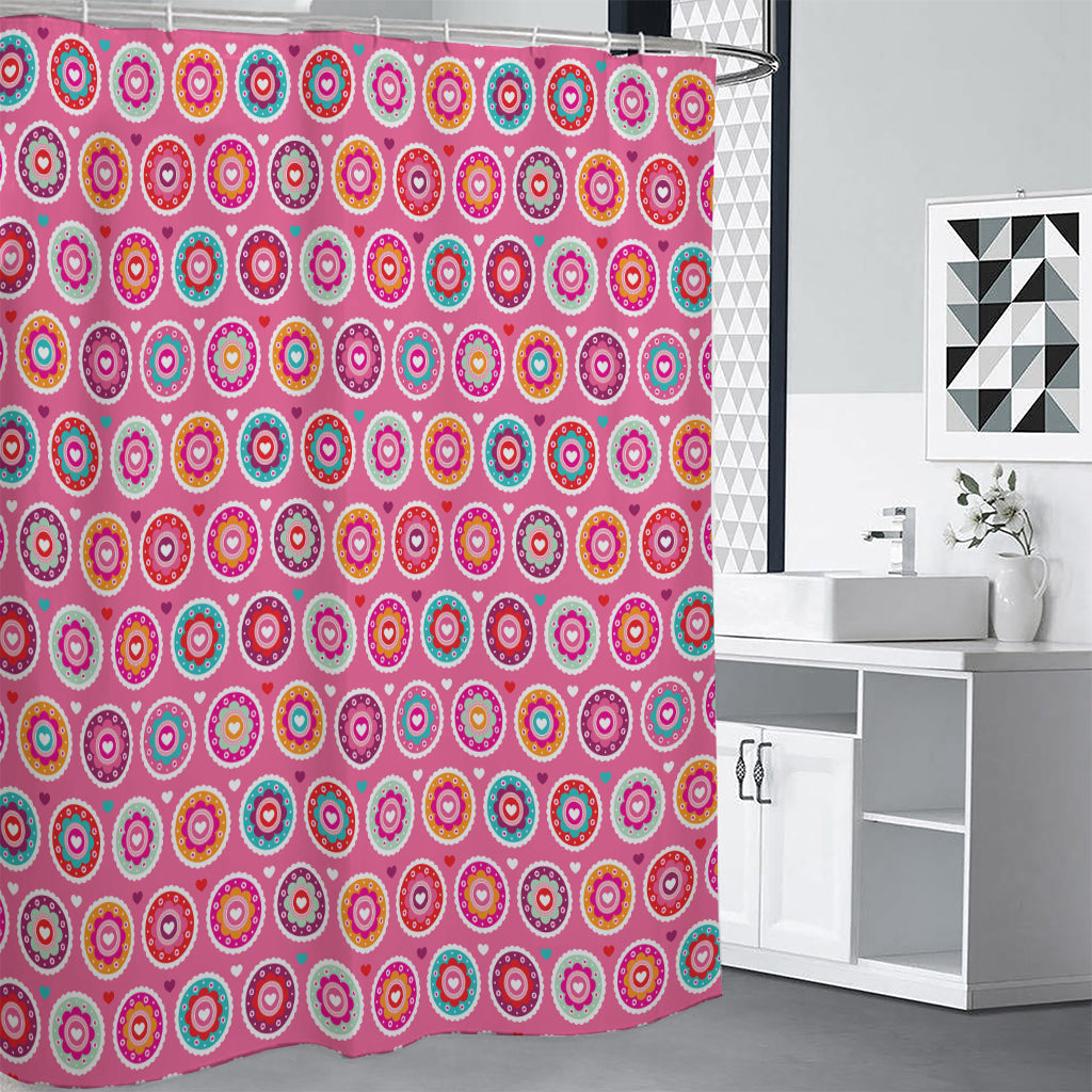 Pink Girly Flower Pattern Print Premium Shower Curtain