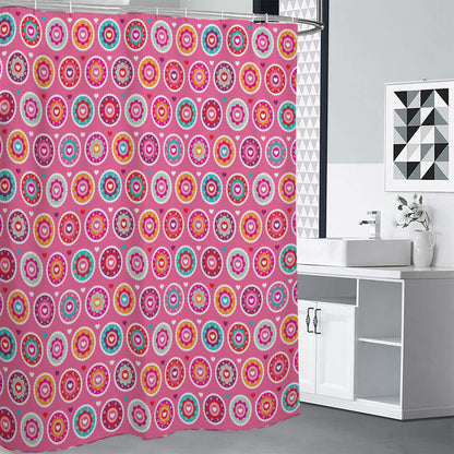 Pink Girly Flower Pattern Print Premium Shower Curtain