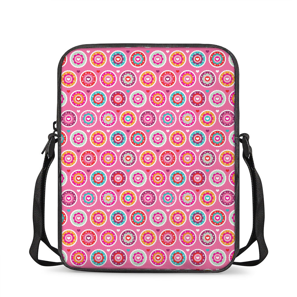 Pink Girly Flower Pattern Print Rectangular Crossbody Bag