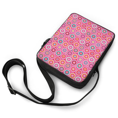 Pink Girly Flower Pattern Print Rectangular Crossbody Bag