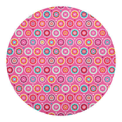 Pink Girly Flower Pattern Print Round Blanket
