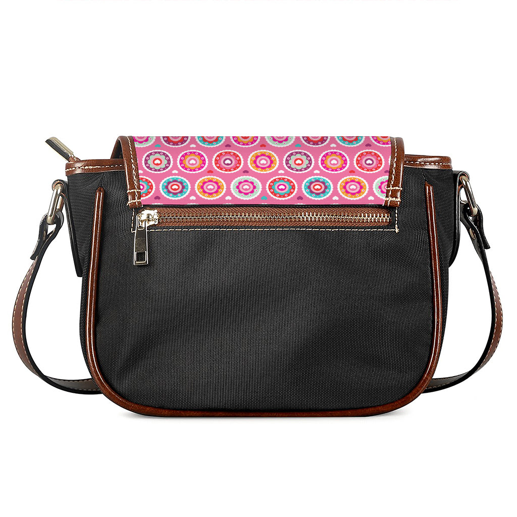 Pink Girly Flower Pattern Print Saddle Bag