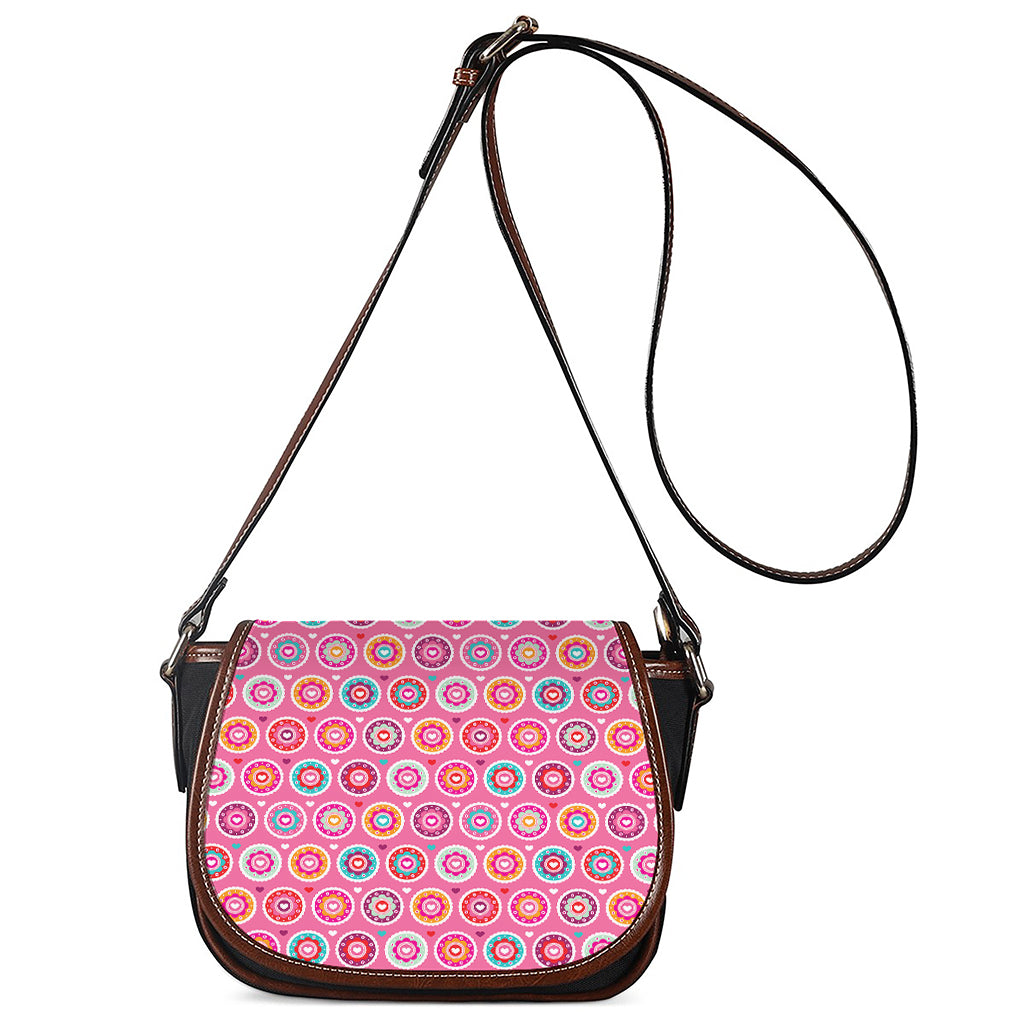 Pink Girly Flower Pattern Print Saddle Bag