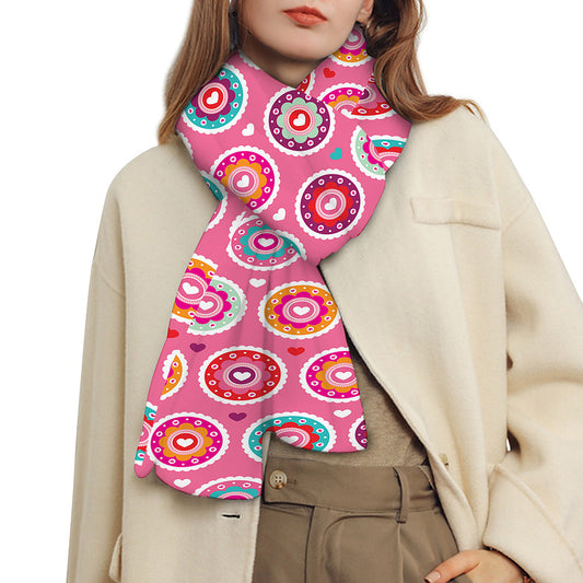 Pink Girly Flower Pattern Print Scarf