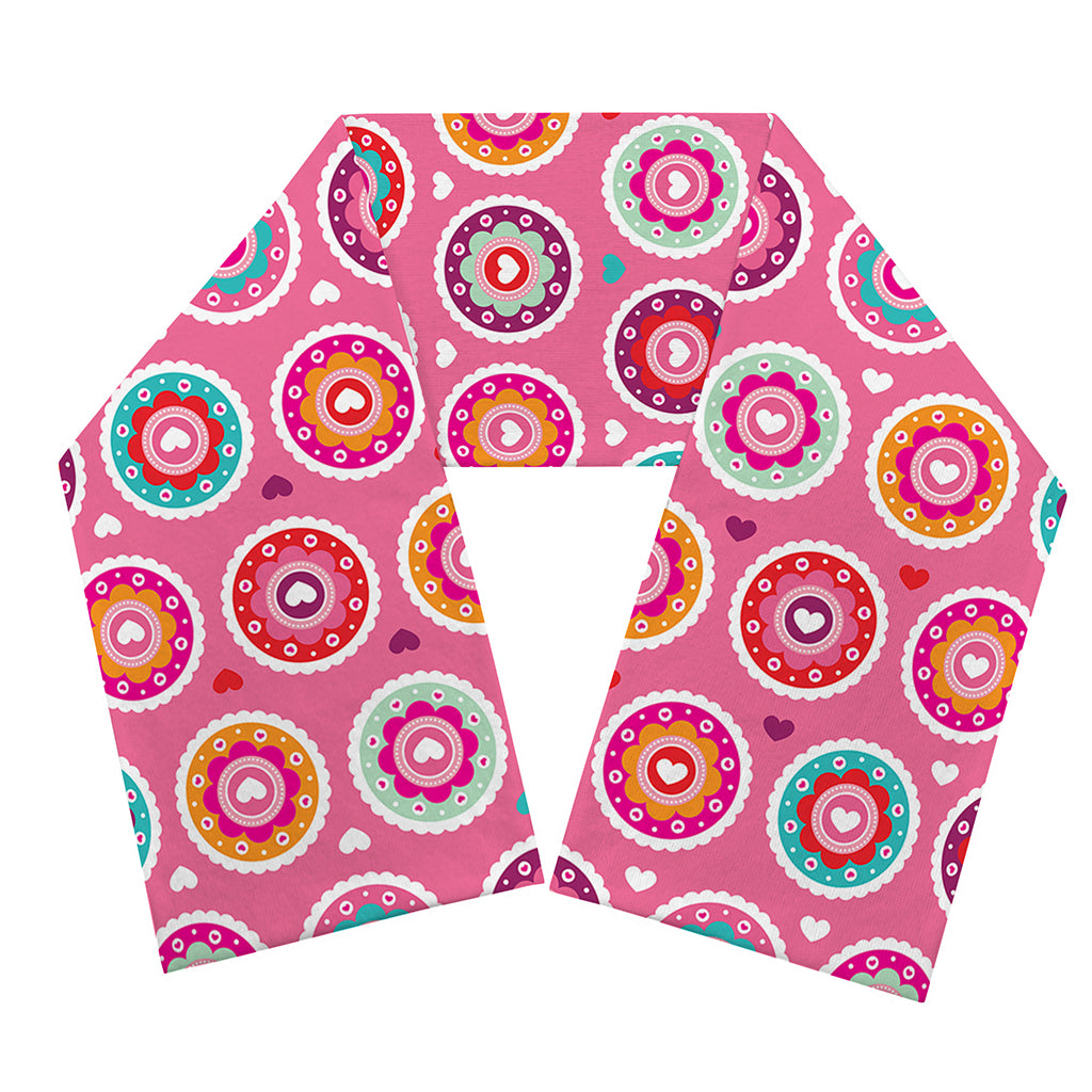 Pink Girly Flower Pattern Print Scarf