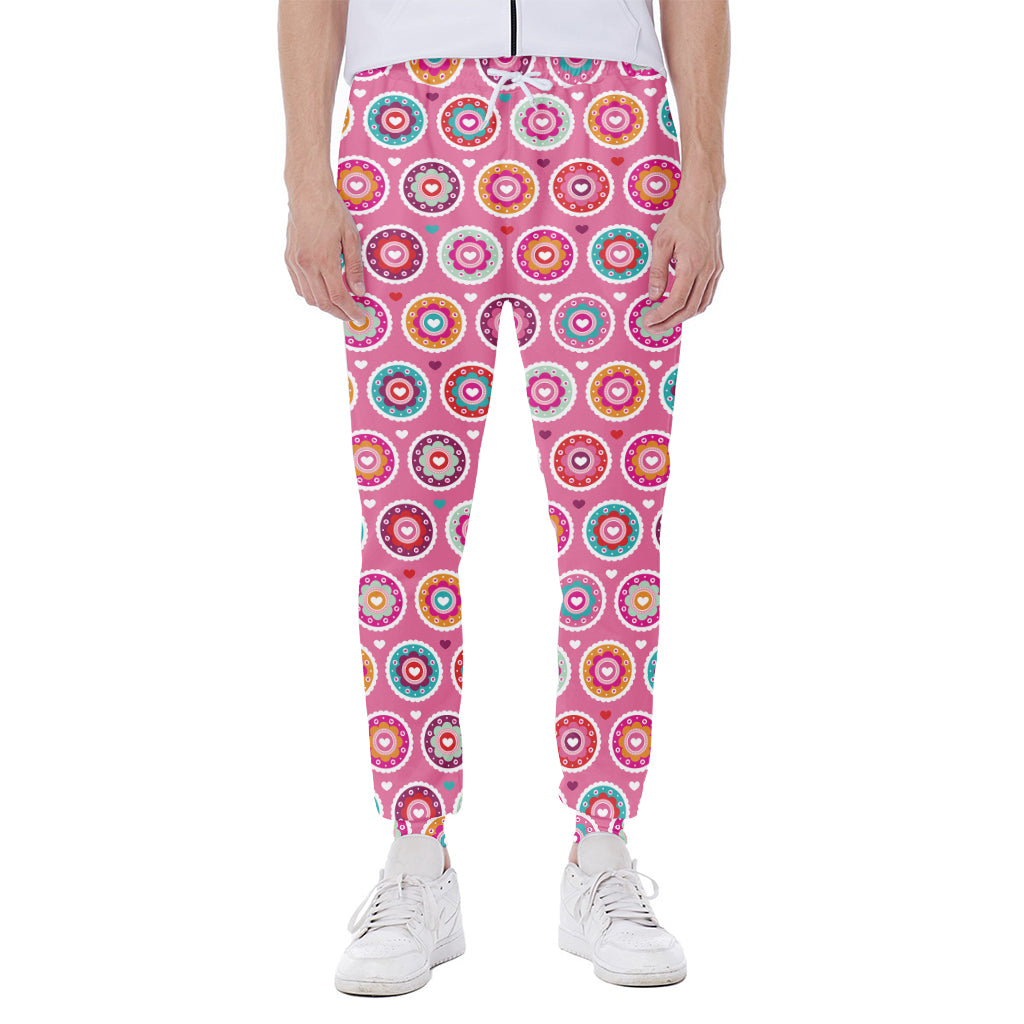 Pink Girly Flower Pattern Print Scuba Joggers