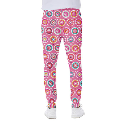 Pink Girly Flower Pattern Print Scuba Joggers